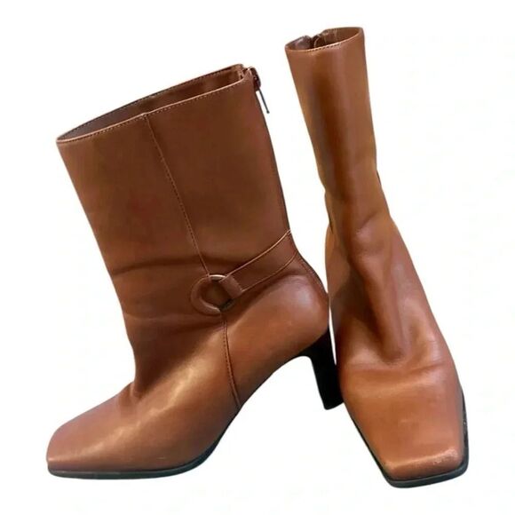 Amanda Smith Karma Mid-Calf Leather Boots/Vintage Boots From The 90s/Back Zip. - Picture 3 of 7